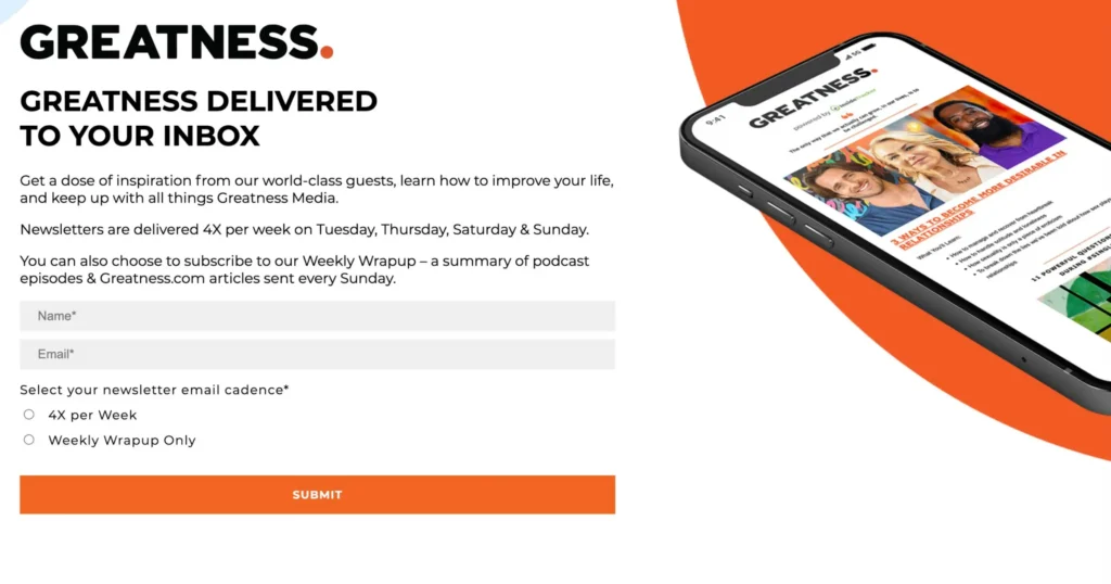 Greatness Newsletter by Lewis Howes - Top self-help newsletters