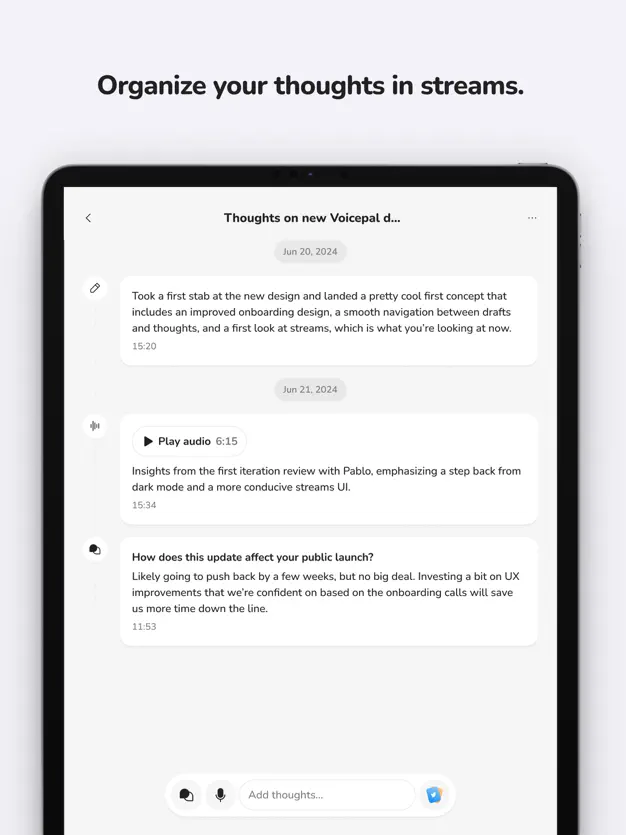 Voicepal - organize your thoughts in streams